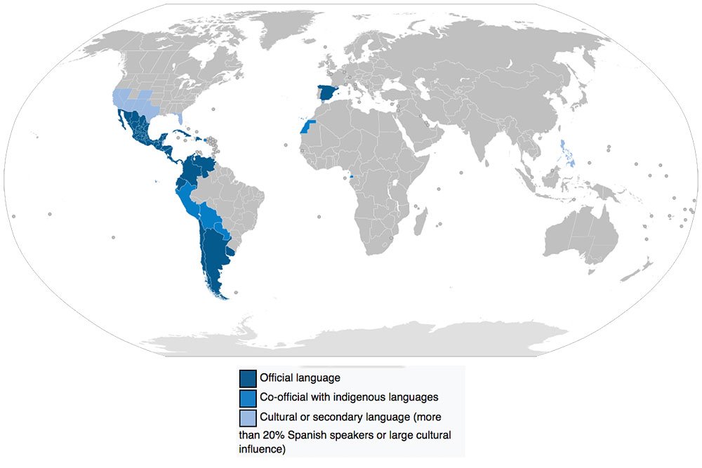 Map of the Spanish Language in the world