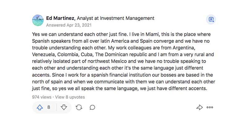 Do all Spanish speakers understand each other? Answer from Quora