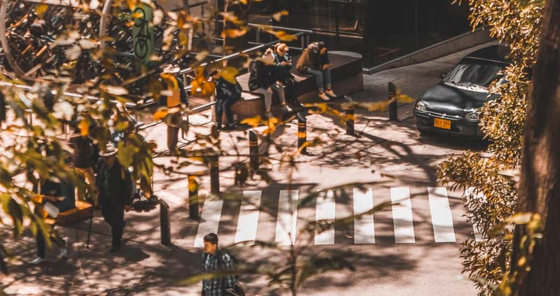 People walking in one of the streets in Bogota