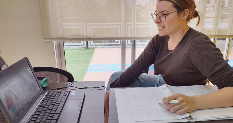 Colombian Spanish student in classroom