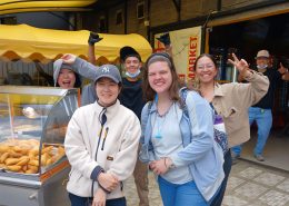 Group of Spanish students, learning Spanish in Bogota at the market