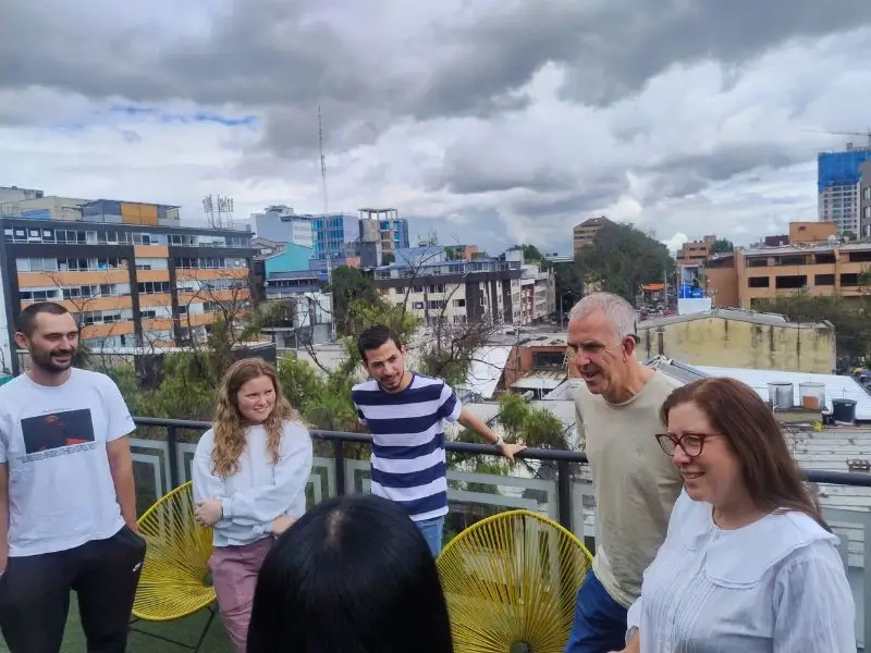 Students practicing Colombian Spanish together in an interactive group class