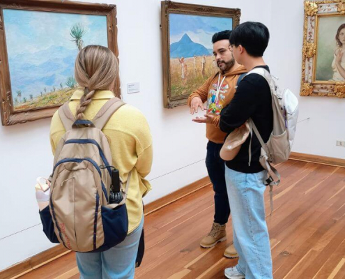 Students learning Colombian Spanish outside the classroom in Bogota