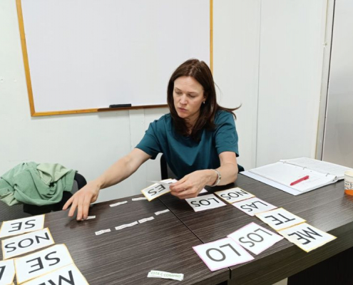 International student in a classroom learnig Spanish in Bogota at Learn More Than Spanish