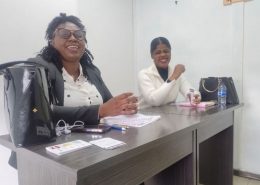 Two students learning Colombian Spanish in a classroom in Bogotá